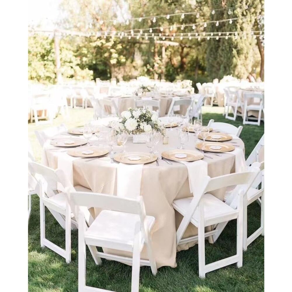 10 Pack Ivory Round Table Cloths, 90" Polyester , Wrinkle Resistant,Washable - Picture 2 of 7